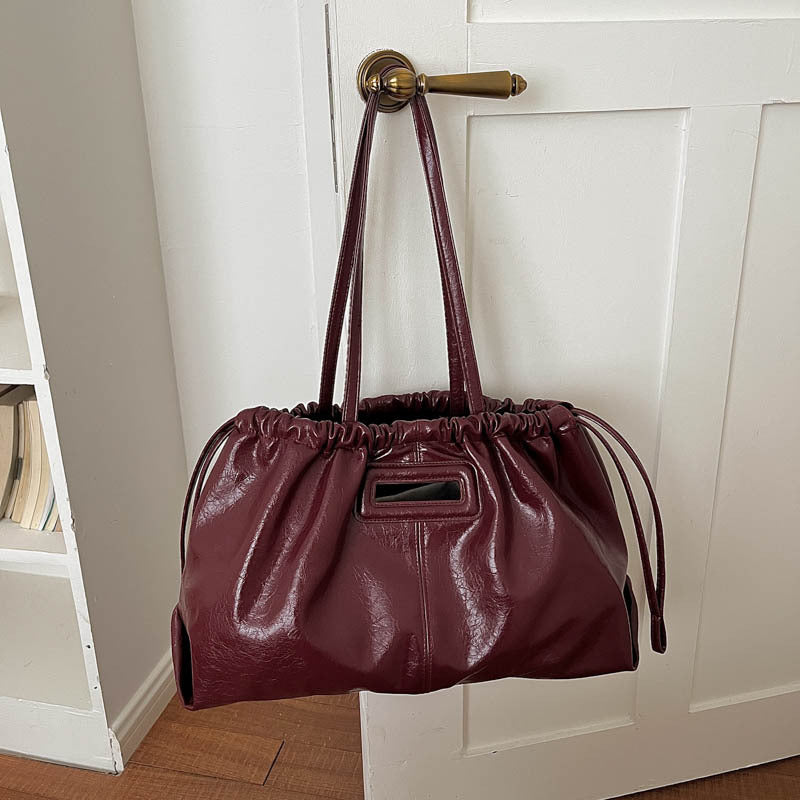 Elegant Ruched Leather Handbag