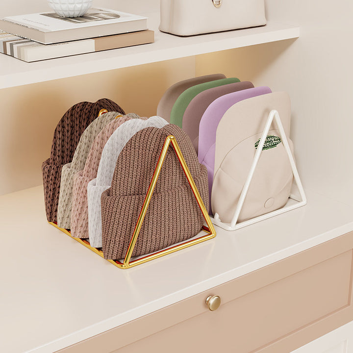 Triangular Metal Beanie and Knit Hat Organizer Rack