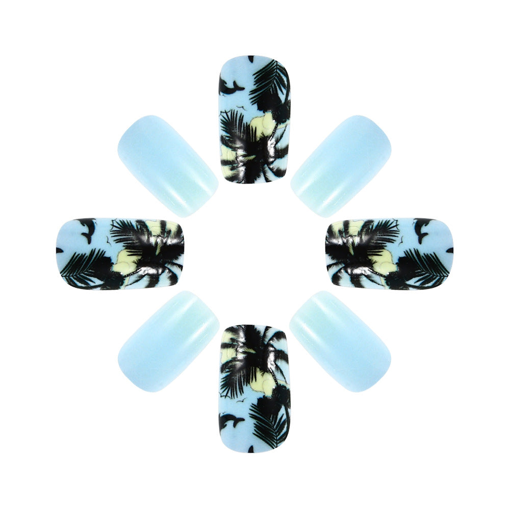 Tropical Beach-Themed Press-On Nail Art Stornfield