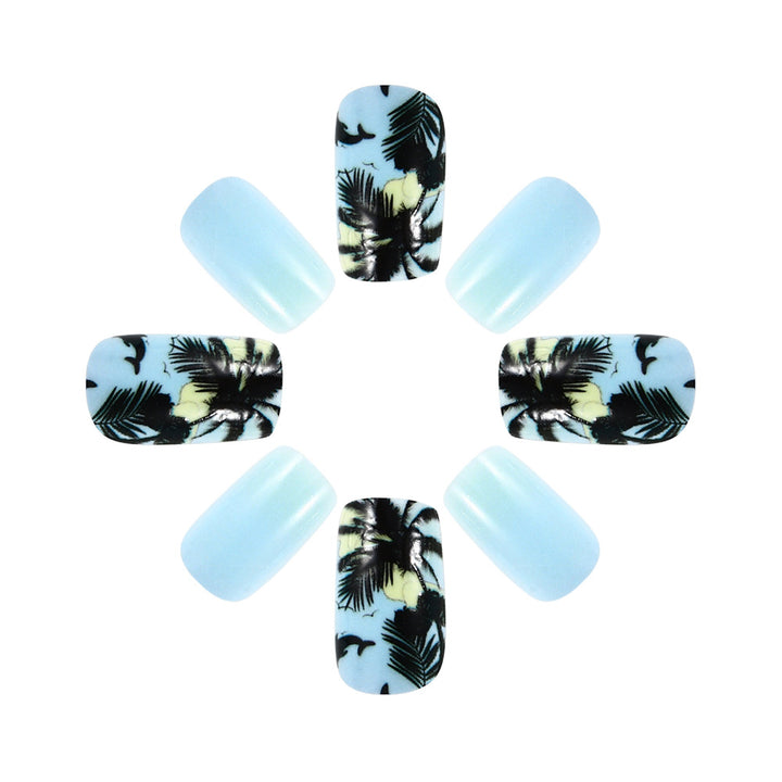 Tropical Beach-Themed Press-On Nail Art Stornfield