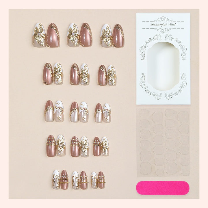 Acrylic nail set with elegant flower design Stornfield
