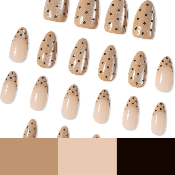 Elegant stiletto nails with glitter and dot design Stornfield