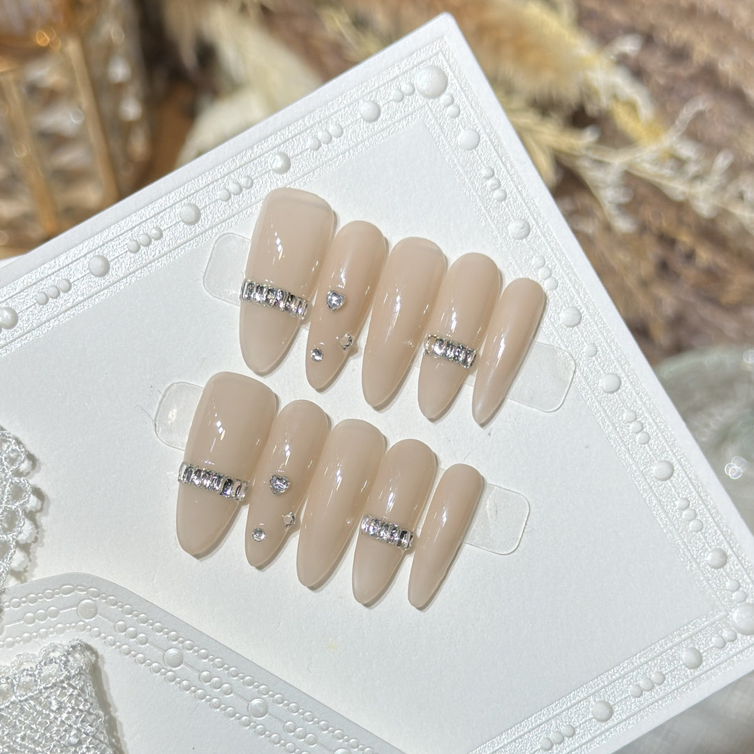 Elegant Stiletto Press-On Nail Set with Diamond Accents Stornfield