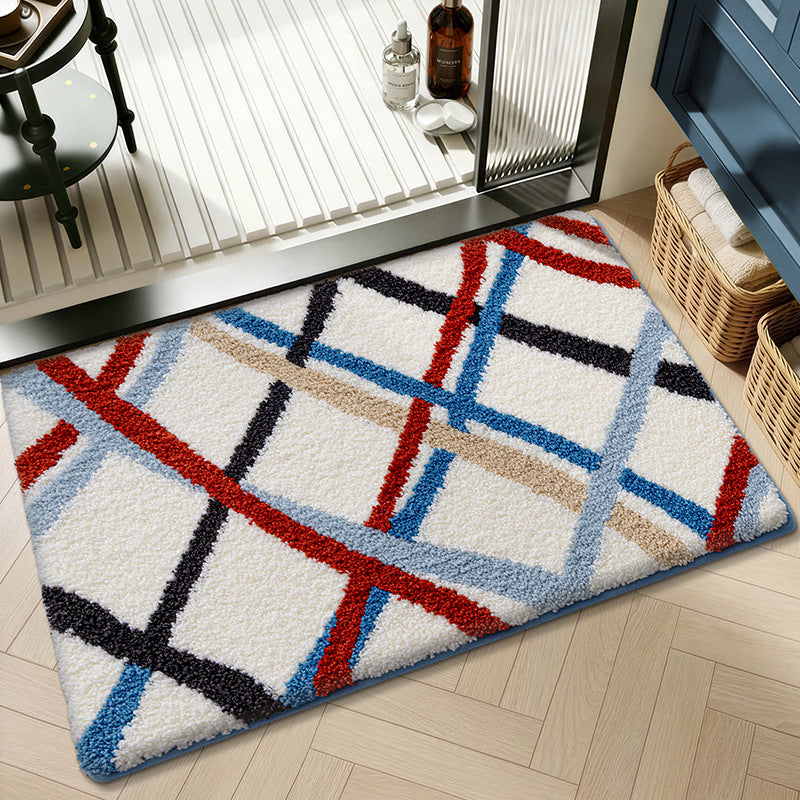 Plush Geometric Pattern Bath Mat