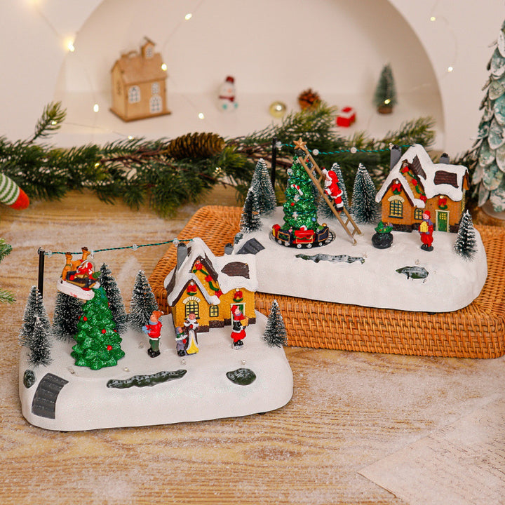 Shopping center Christmas village with luminous figures Stornfield