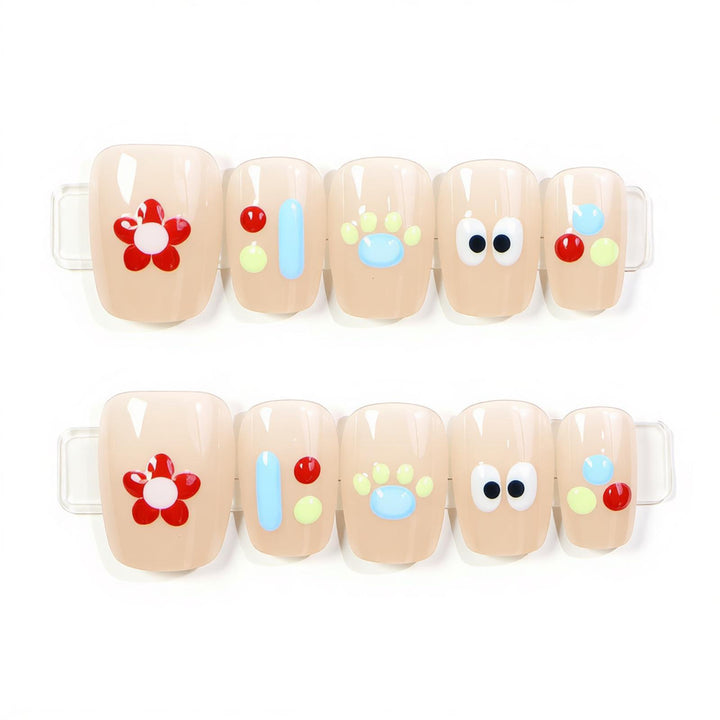 Whimsical Character-Themed Press-On Nail Art Set Stornfield