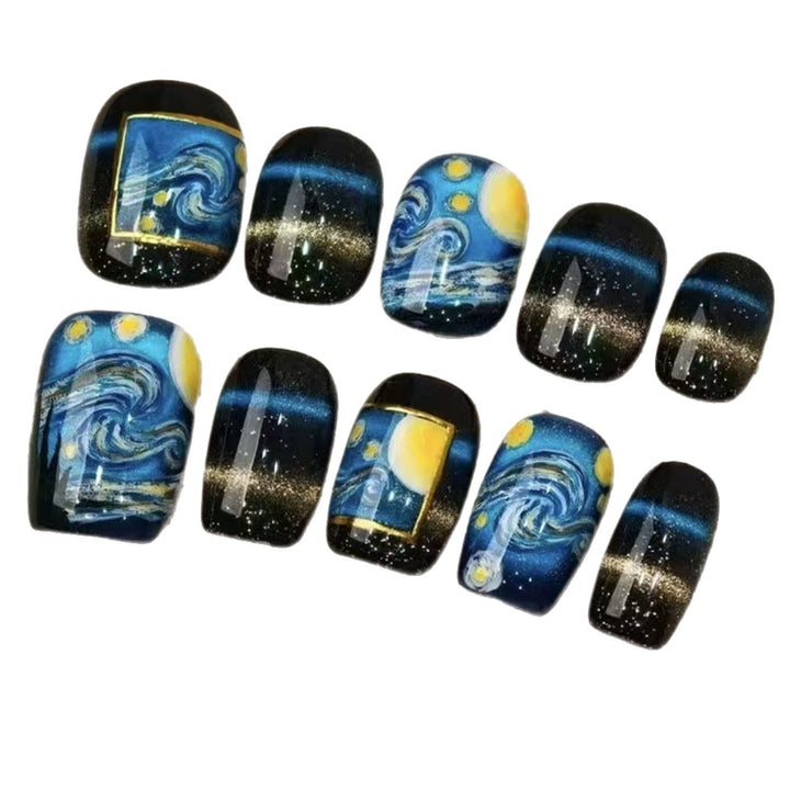 Artistic Starry Night Press-On Nail Art Stornfield