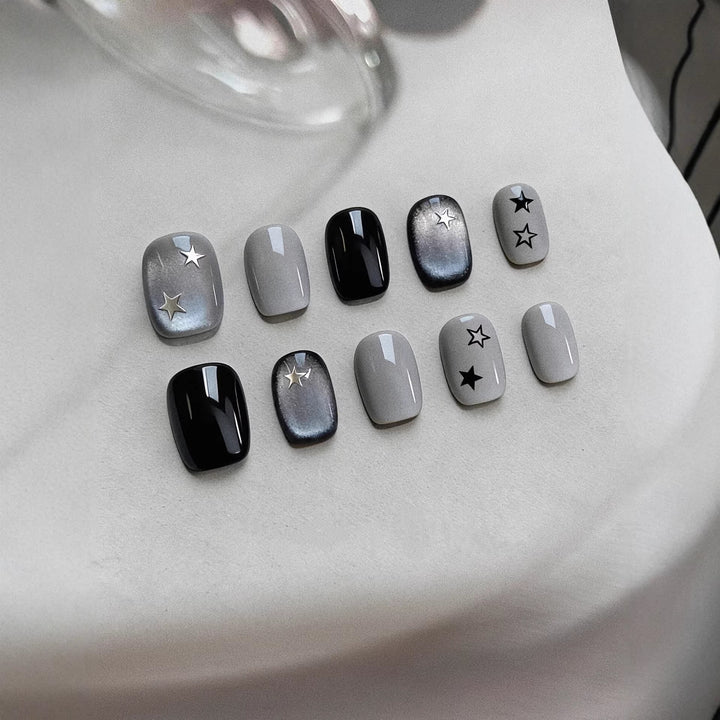 Decorative Press-On Nail Art Set with Star Motif