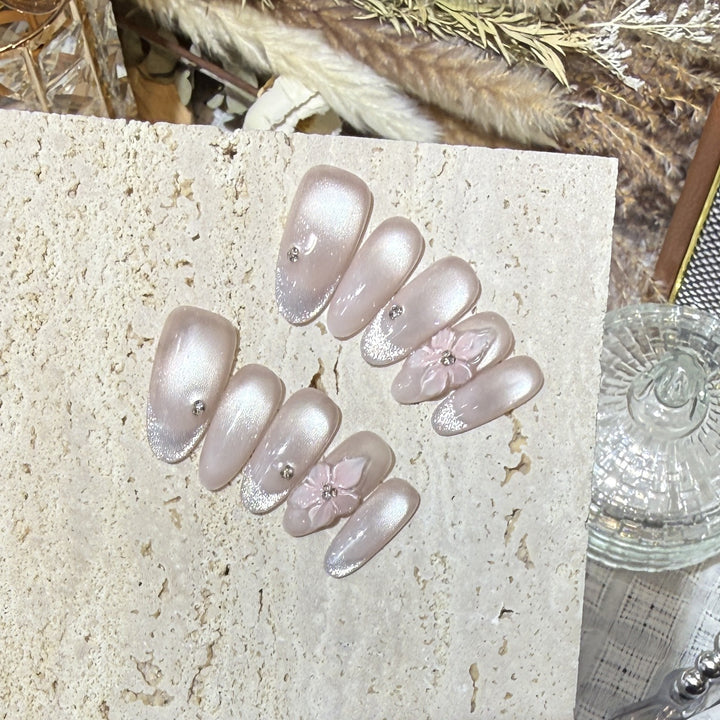 Elegant Floral Acrylic Press-On Nail Set
