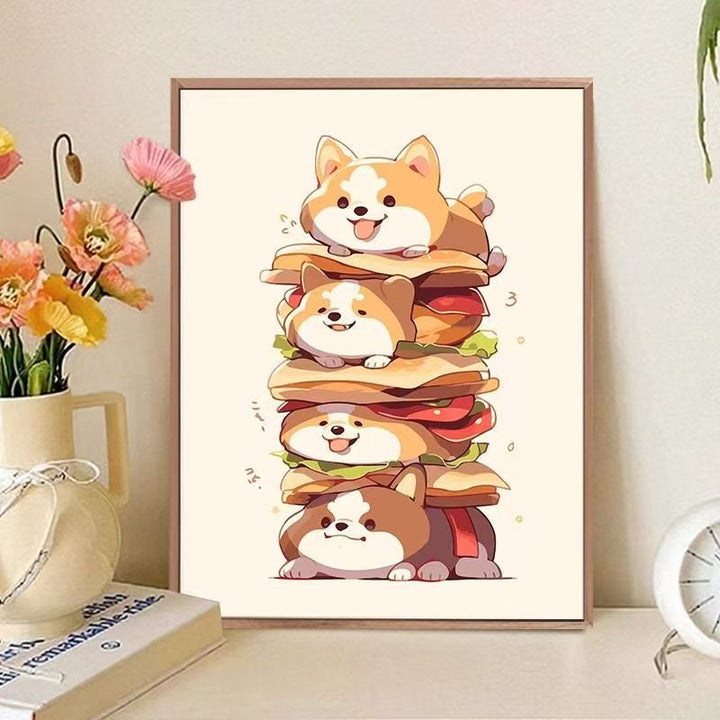 Playful Cat-Themed Food Art Print Stornfield