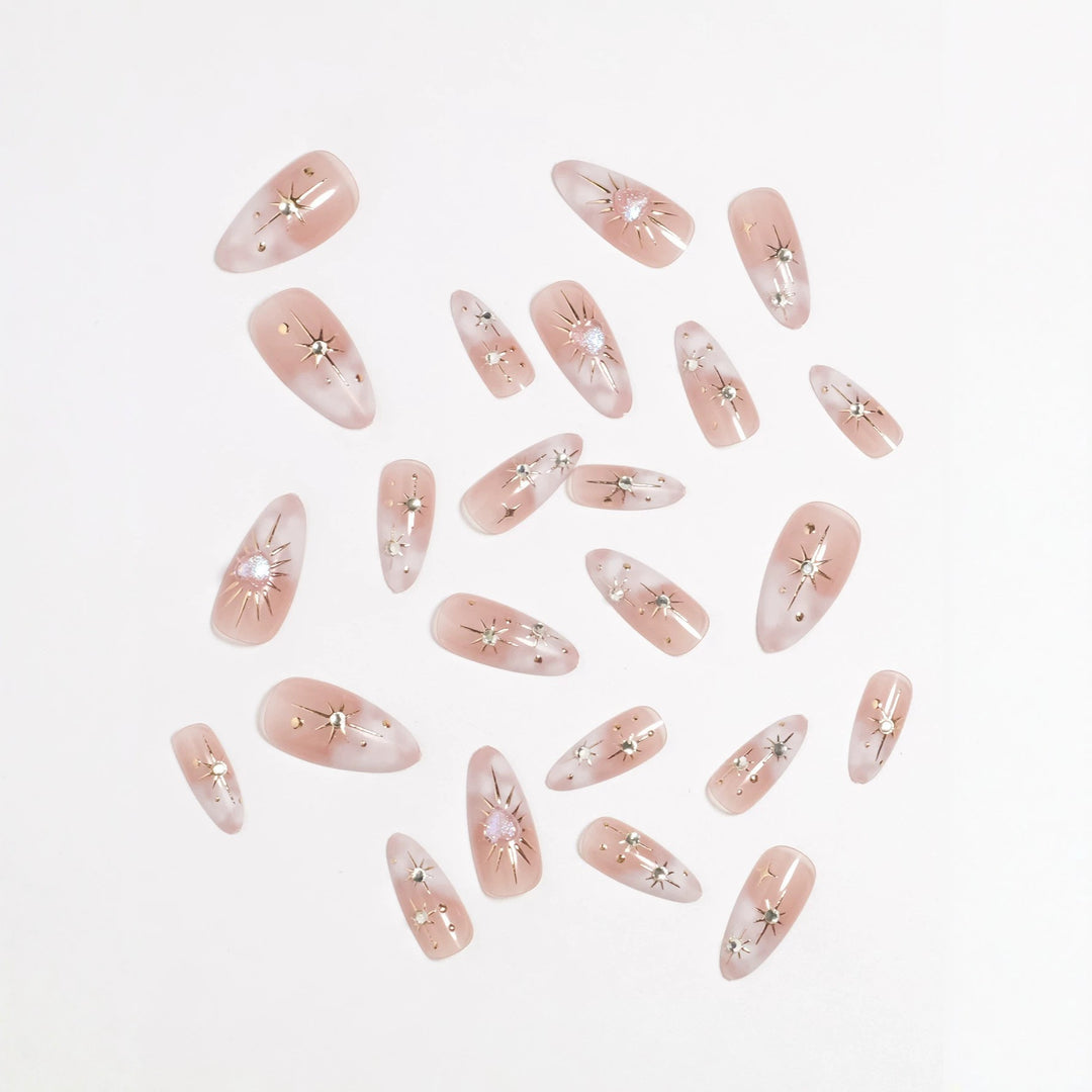 Artistic Star-Embellished Press-On Nail Set Stornfield