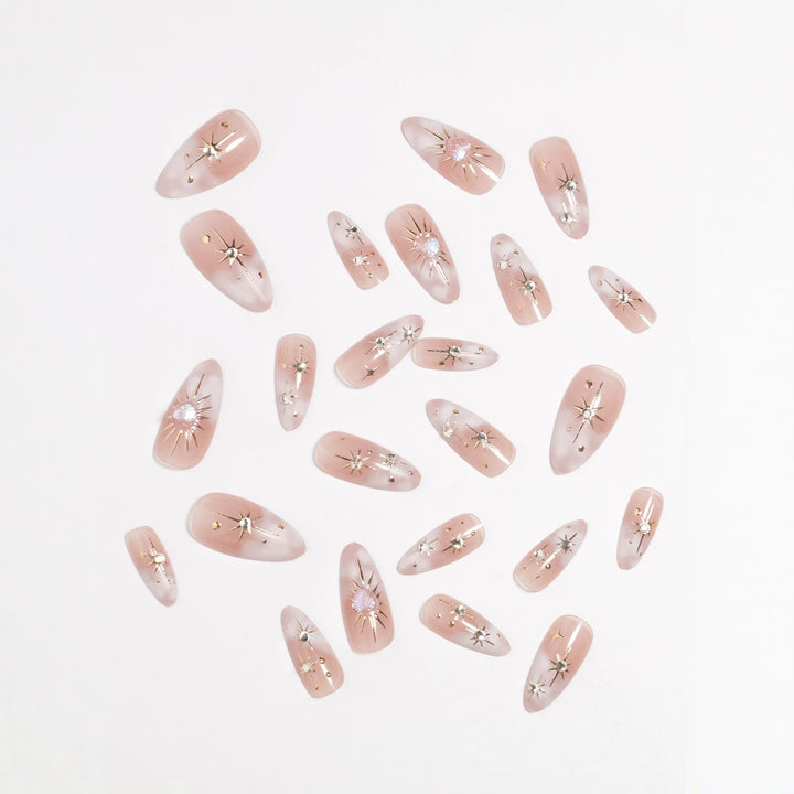 Artistic Star-Embellished Press-On Nail Set Stornfield