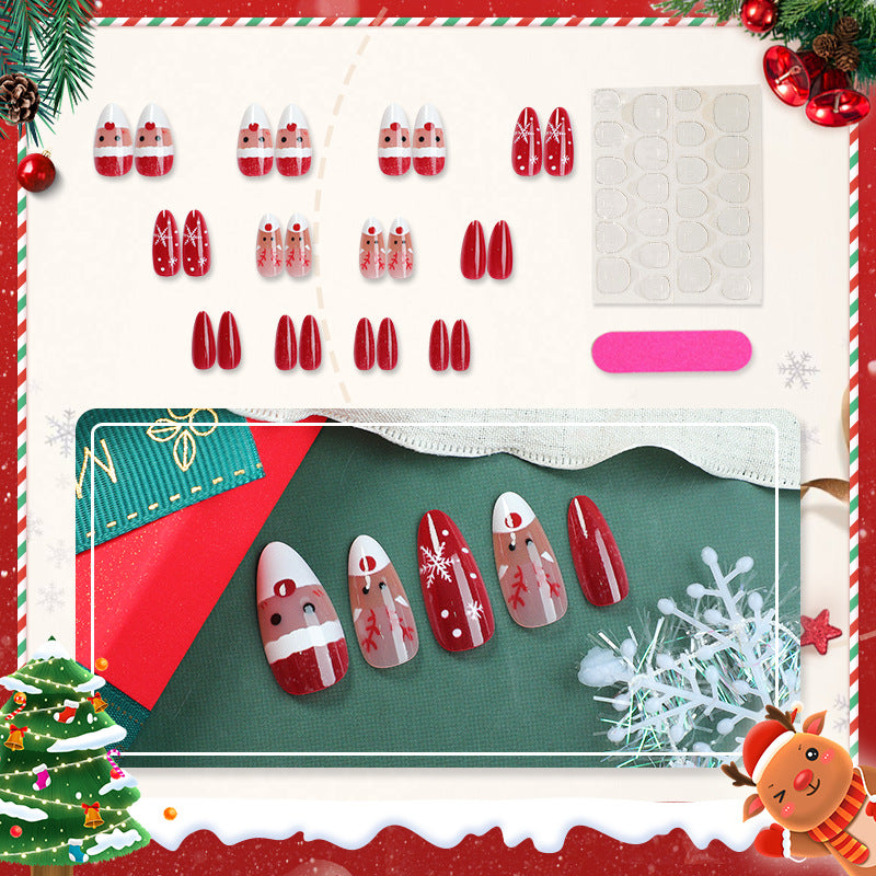 Festive Holiday-Themed Press-On Nail Art Set 1790738368