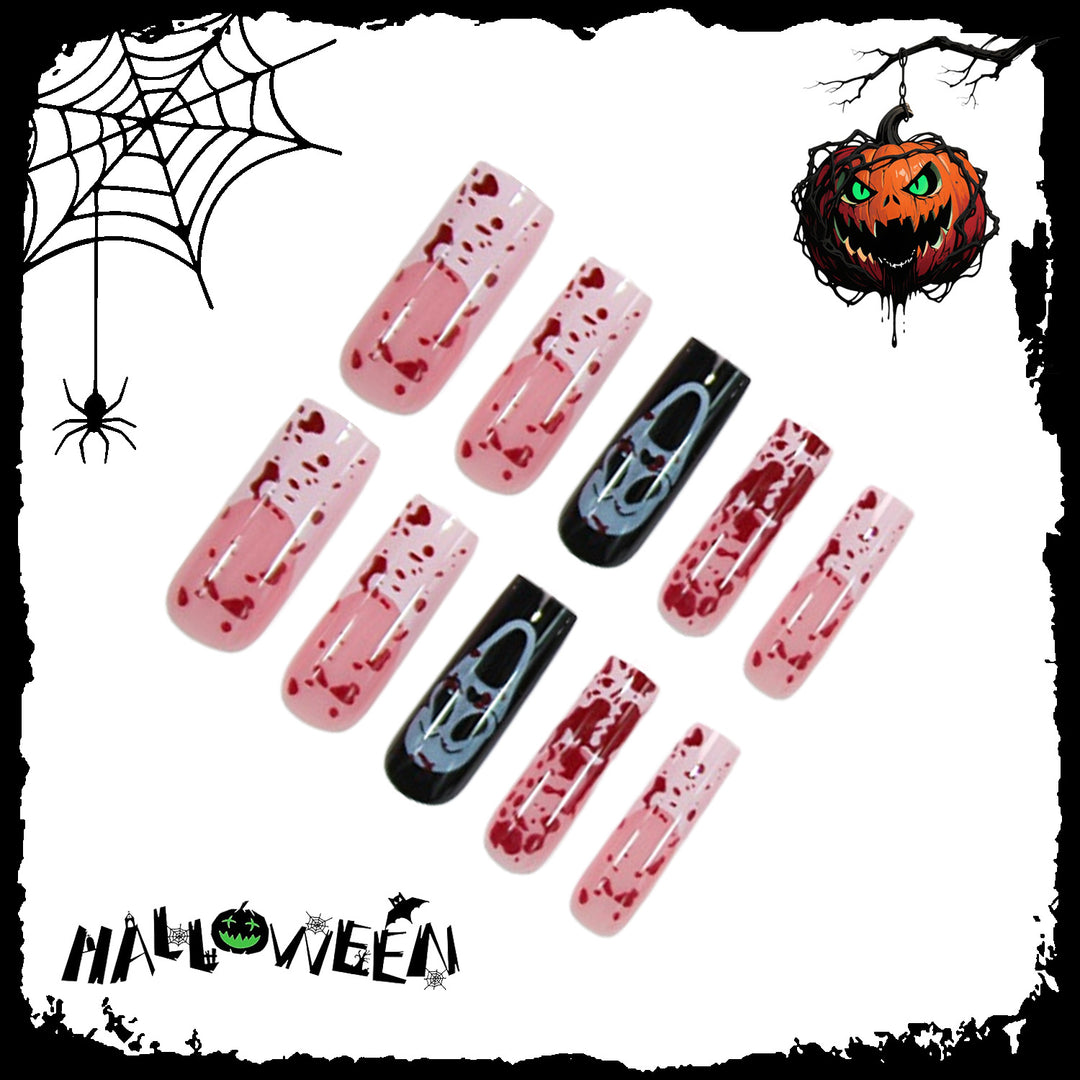 Halloween Fake Nail Set with Exciting Bloody Designs and Creepy Motifs Stornfield