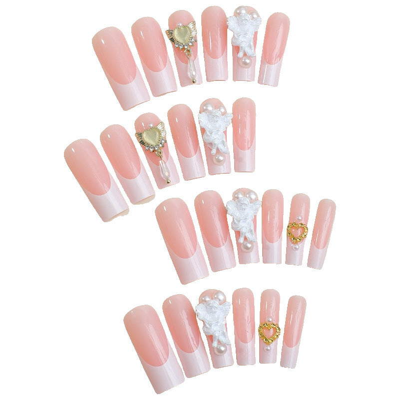 Artificial nail set with luxurious flower and pearl decorations Stornfield