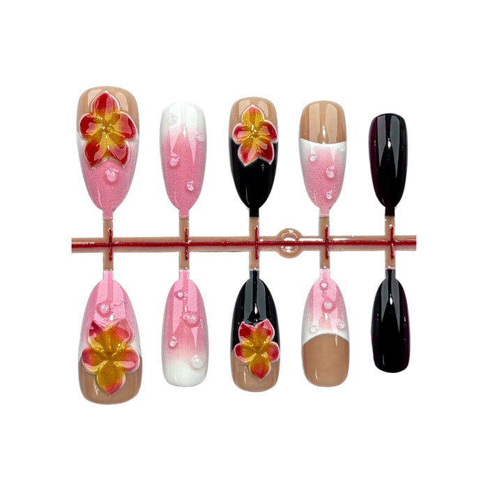 Floral Decorative Press-On Nail Set
