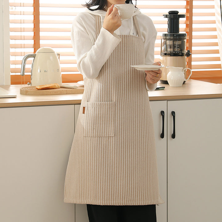 Bib apron made of cotton blend with patch pocket and lace trim Stornfield