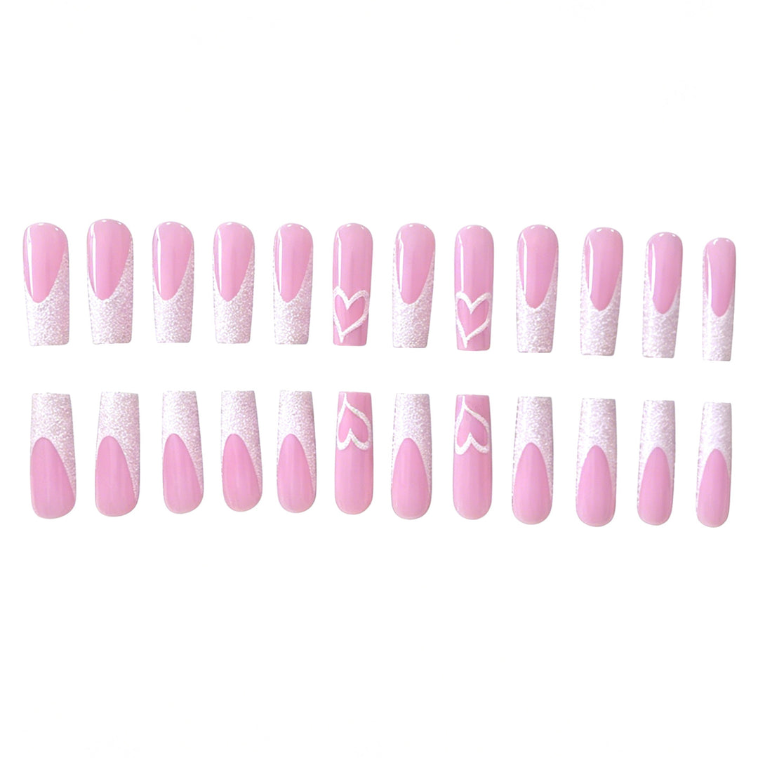 Glamorous Heart Design Acrylic Nail Extensions Stornfield