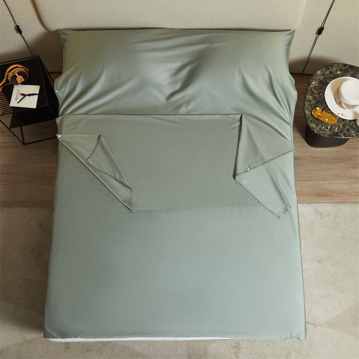 Luxurious satin bedding set with fitted sheet and pillowcase