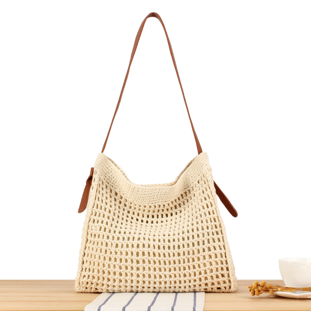 Braided shoulder bag with wide leather handles Stornfield