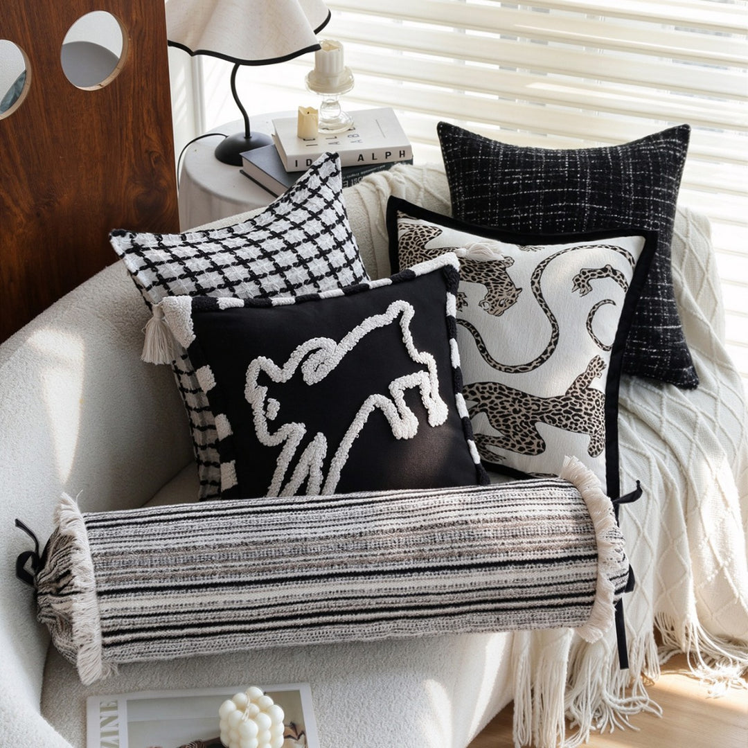Cozy decorative cushion with modern check pattern