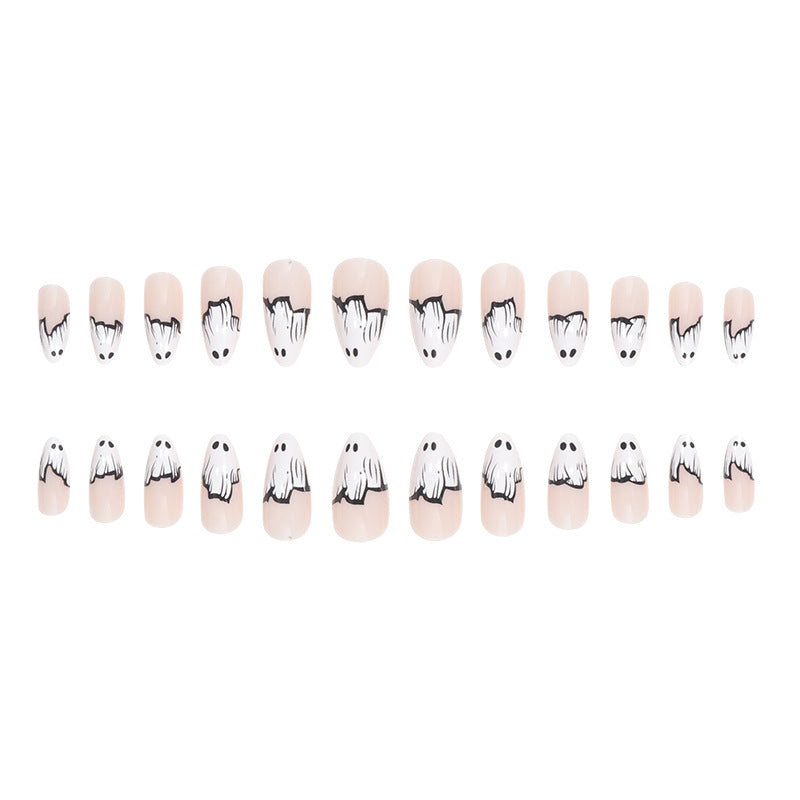 Ghost-Themed Press-On Nail Art Stornfield