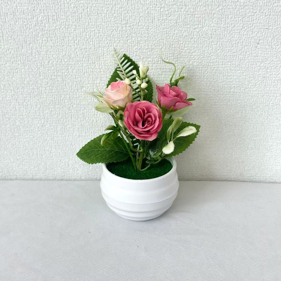 Lifelike Floral Arrangement in Decorative Pot for Home Decor