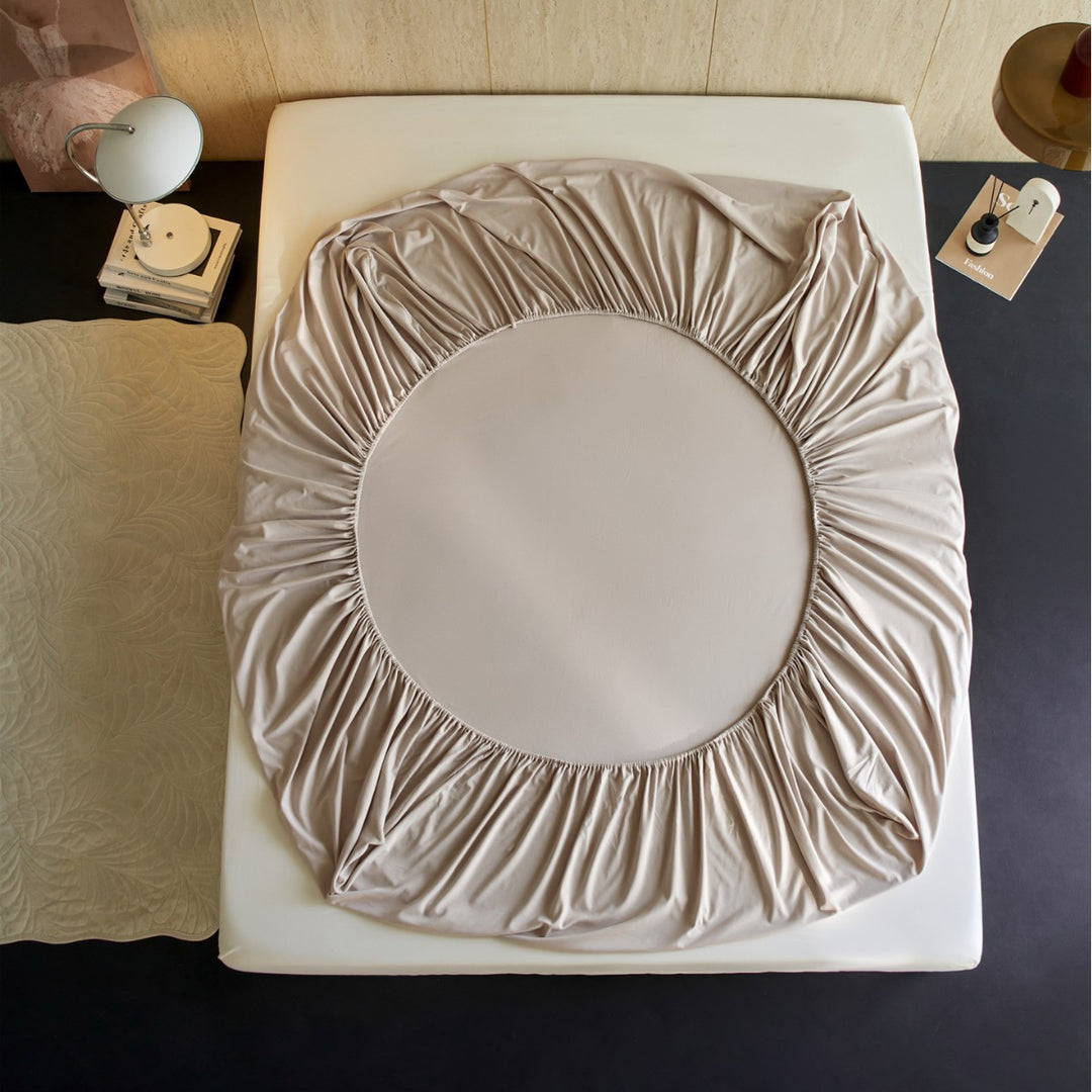 Round Deep-Pocket Stretch Jersey Fitted Sheet with Elastic Skirt