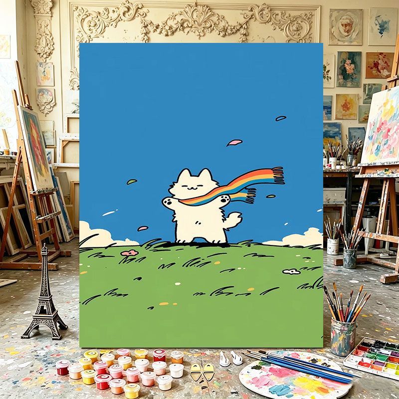 Playful Cat Illustration Art Print Stornfield