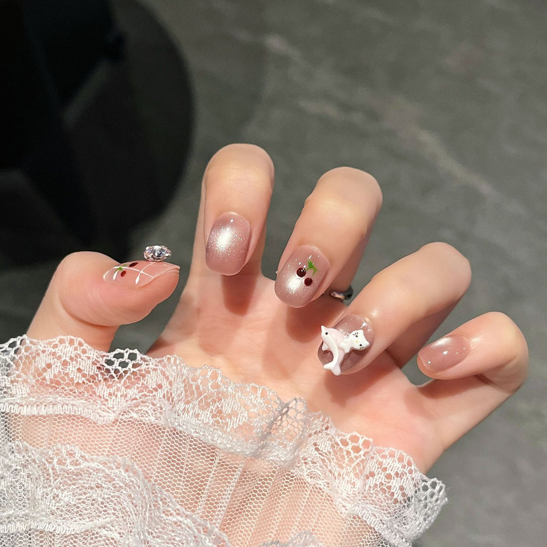 Elegant Decorative Press-On Nail Extensions with Pearls Stornfield