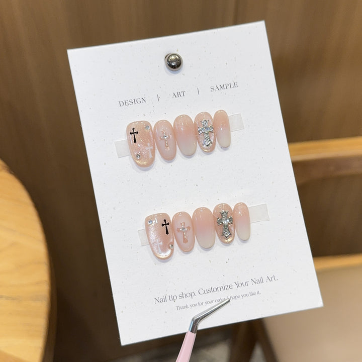 Artificial nail tips with cross design Stornfield