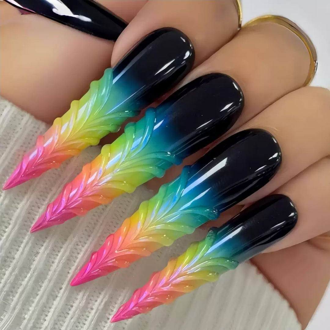 Artistic Leaf-Shaped Nail Extensions Stornfield