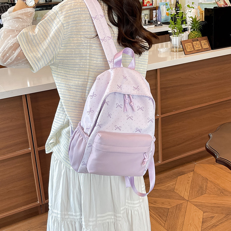 Cute everyday backpack with embroidered bows Stornfield