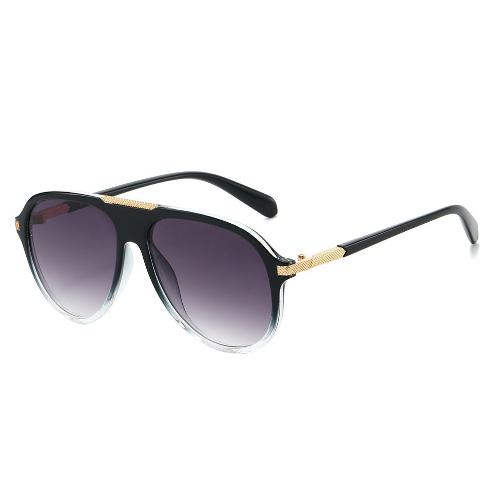 Oversized Aviator Sunglasses with Metallic Accents Stornfield