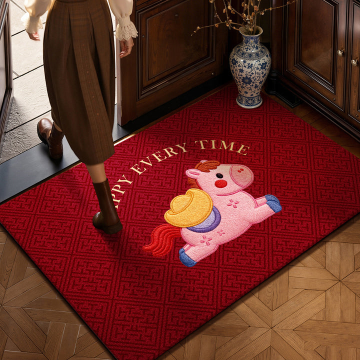 Decorative Welcome Mat with Playful Pony Design