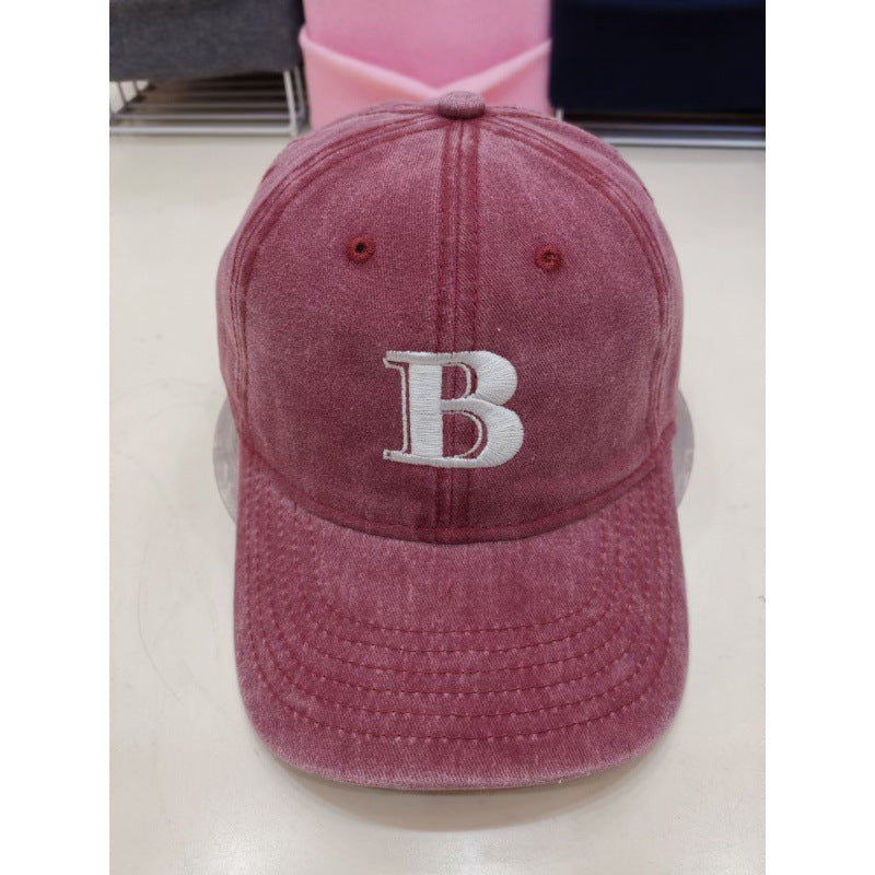 Women's Distressed Cotton Baseball Cap with Letter Embroidery Stornfield