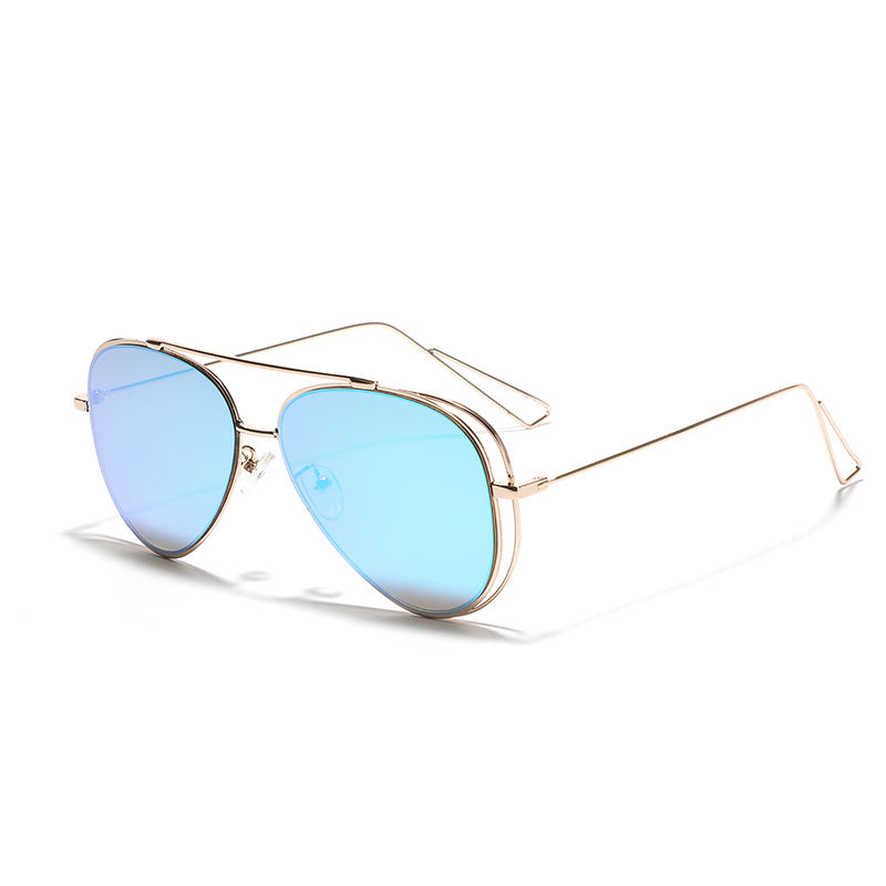 Women's retro aviator sunglasses with silver metal frame and mirrored lenses Stornfield