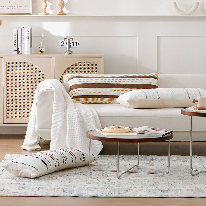 Long woven cushion cover in Boho stripe look with cotton texture Stornfield