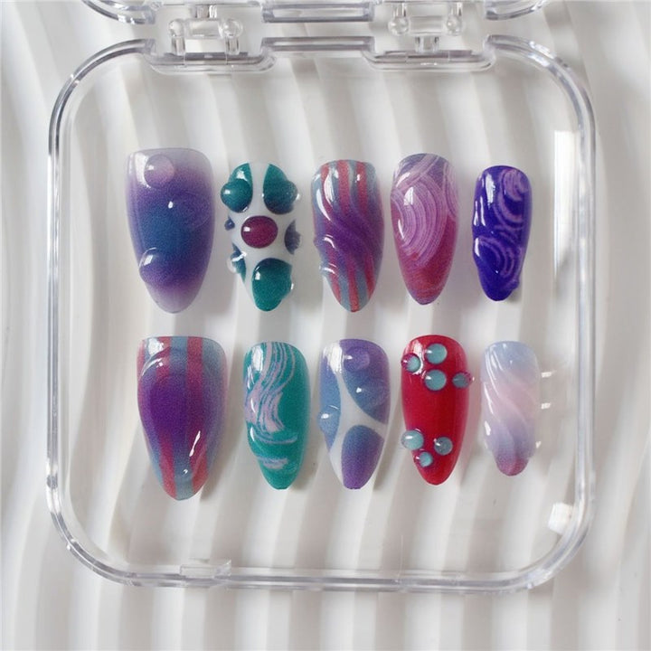 Artistic Cartoon-Themed Press-On Nail Art Set Stornfield