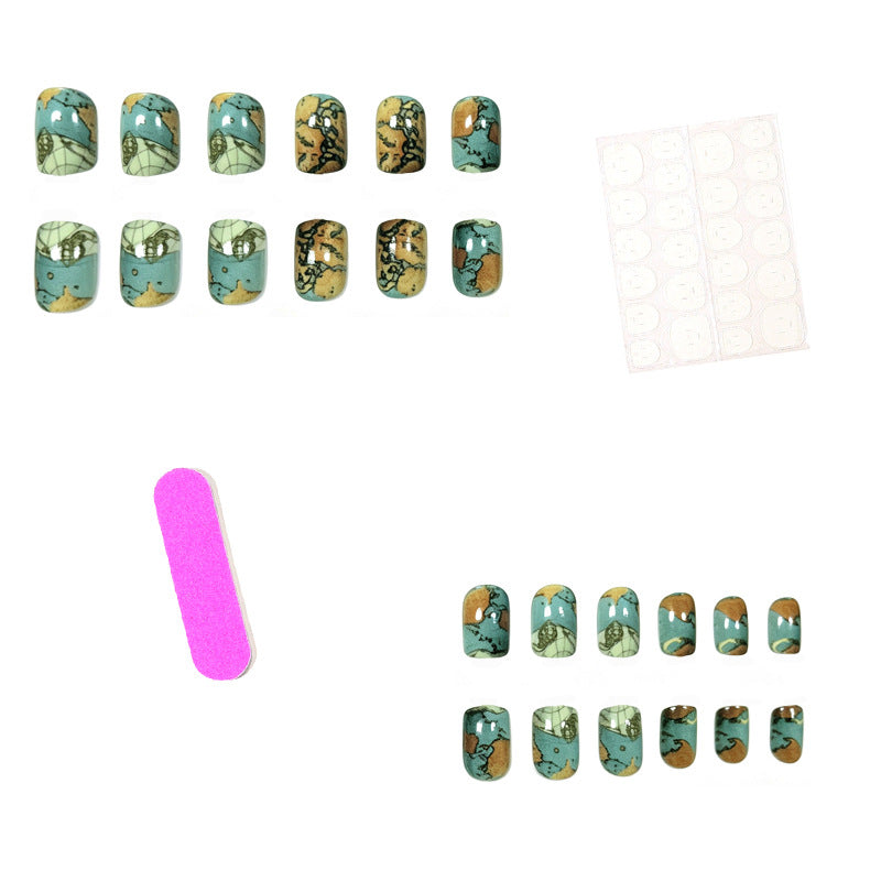 Artistic Map-Inspired Nail Art Stornfield