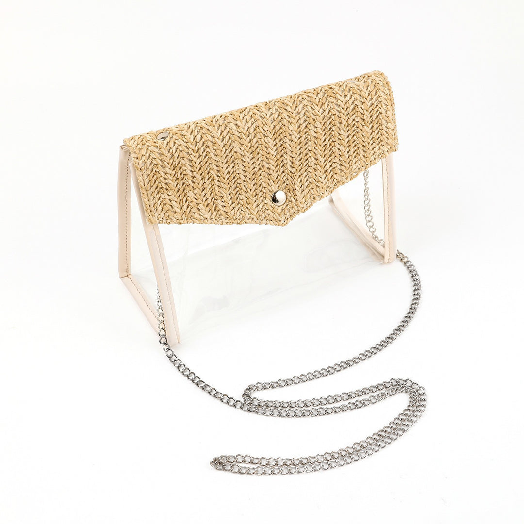 Elegant and Stylish Shoulder Bag Made of Spacious Transparent Material with Woven Lid Stornfield
