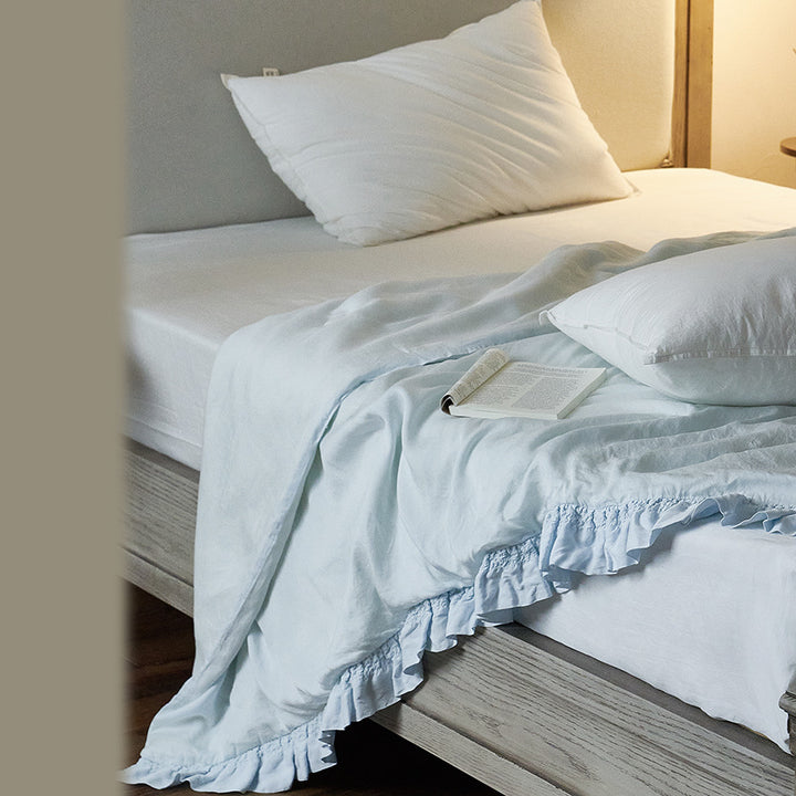 Decorative bed skirt with gathered ruffle and soft cotton blend