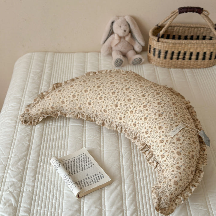 Ergonomic Cotton Maternity Nursing Support Pillow with Ruffled Cover and Bunny Print