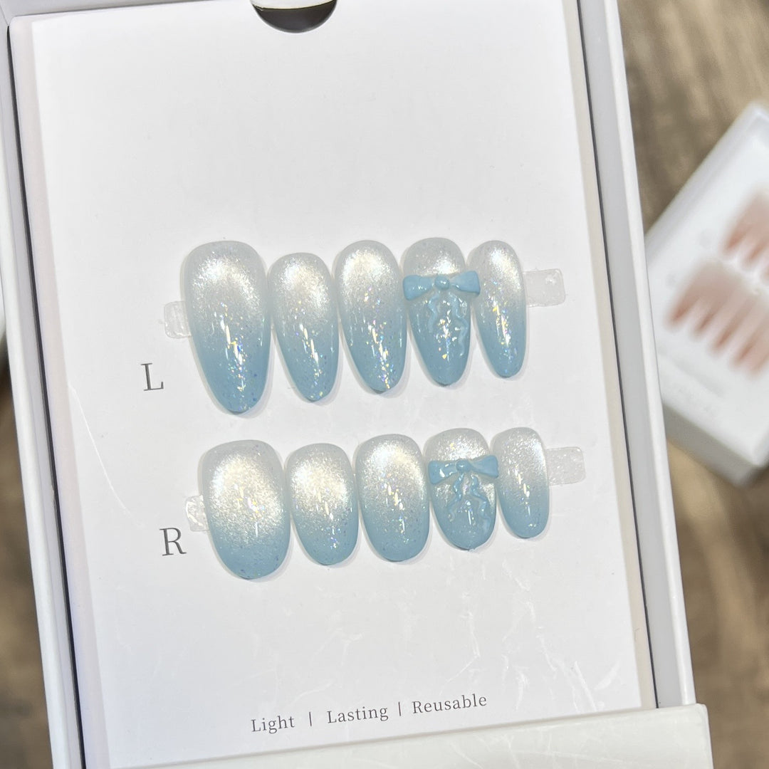 Sparkling Press-On Nail Art Set with Bow Accents Stornfield