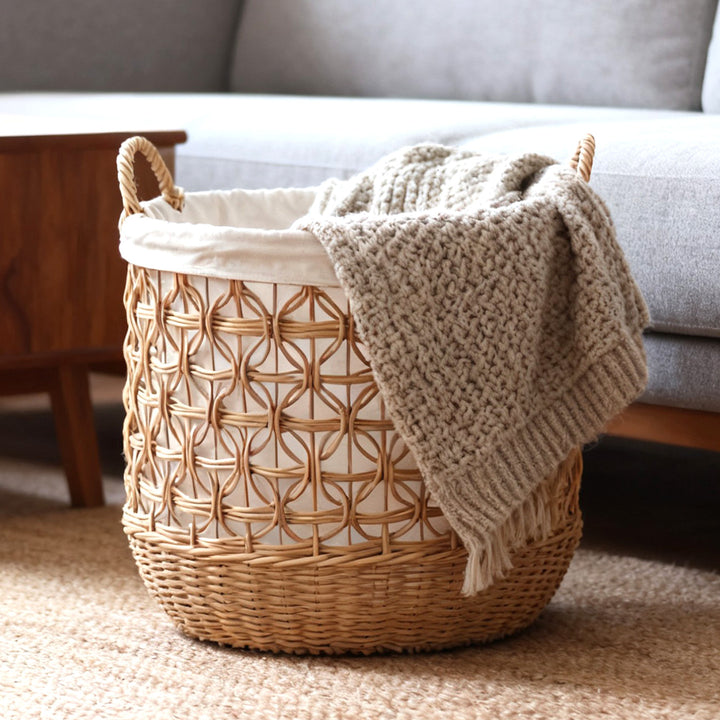 Handwoven storage basket made of natural material Stornfield