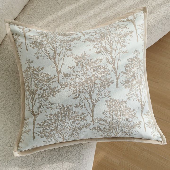 Decorative pillow with botanical tree design