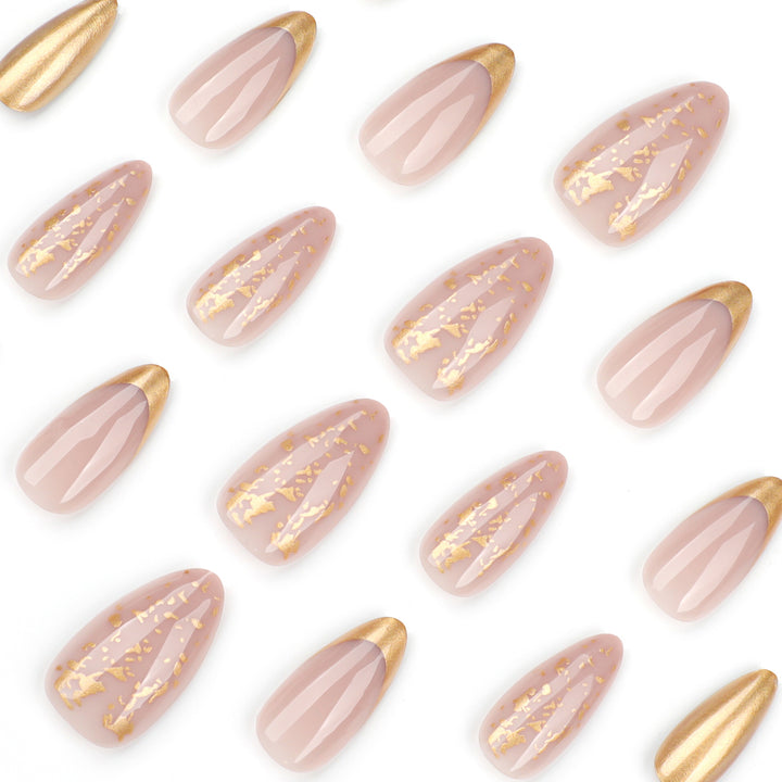 Artistic Stiletto Nails with Glitter and Gold Accents Stornfield