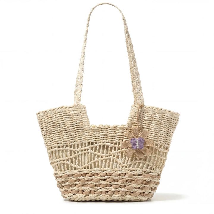 Handwoven straw bag with unique flower detail Stornfield