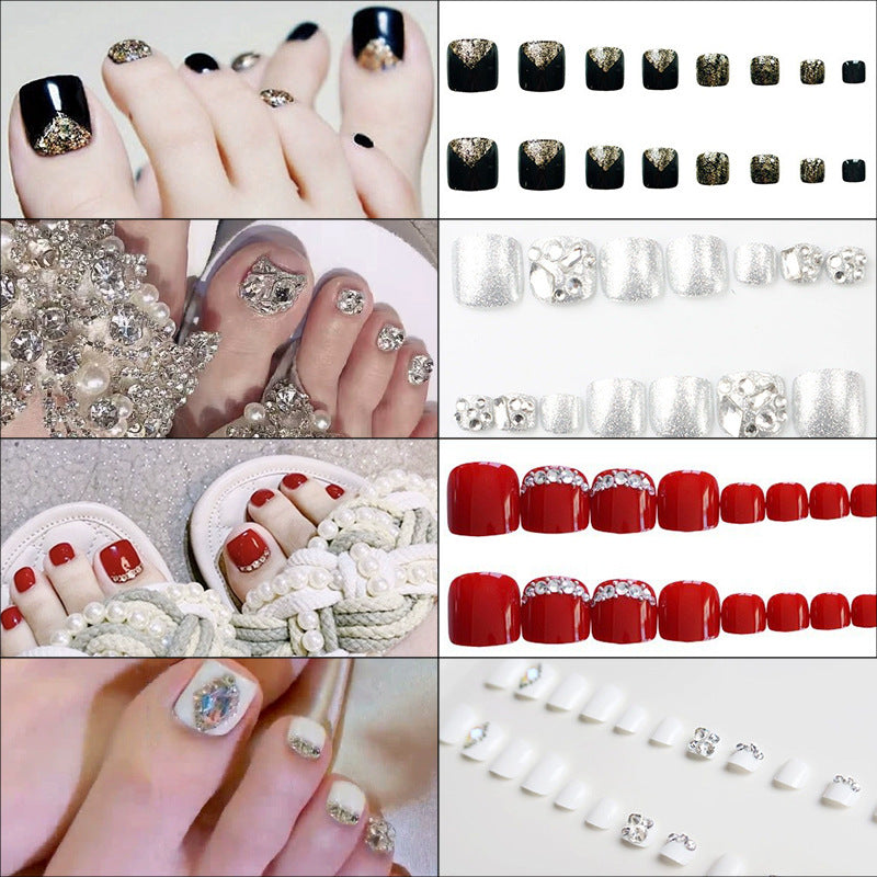 Premium Rhinestone-Embellished Press-On Toenail Set Stornfield