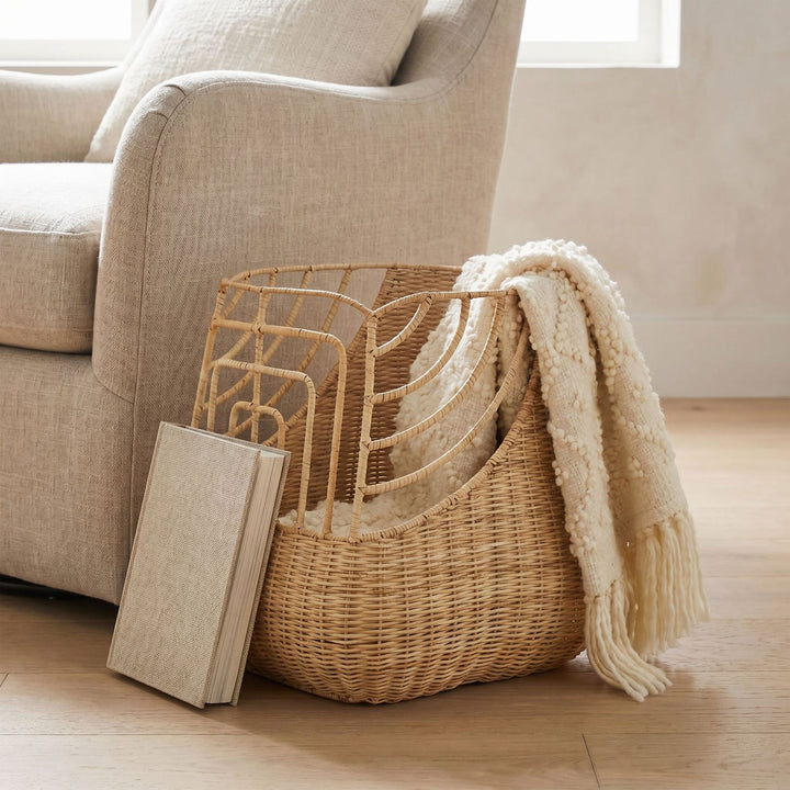 Handcrafted storage basket with curved design Stornfield